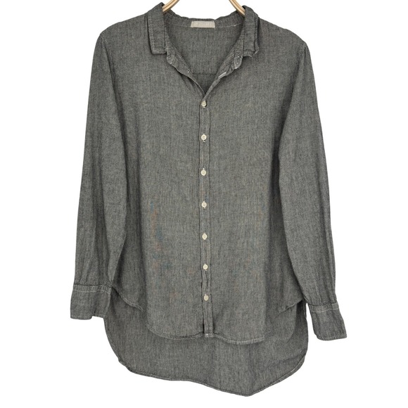 CP Shades Button Front Tunic Shirt Size Medium Gray Stripe 100% Cotton Casual - Picture 2 of 11